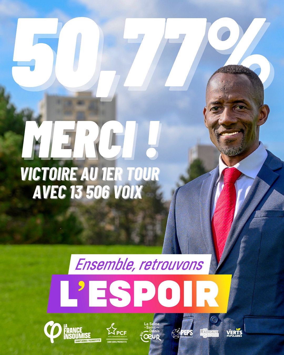 Ensemble, retrouvons l'espoir ! Elections municipales de Saint Denis et Pierrefitte 2026 - LFI - PCF - SSDAC - 15 mars - Victoire